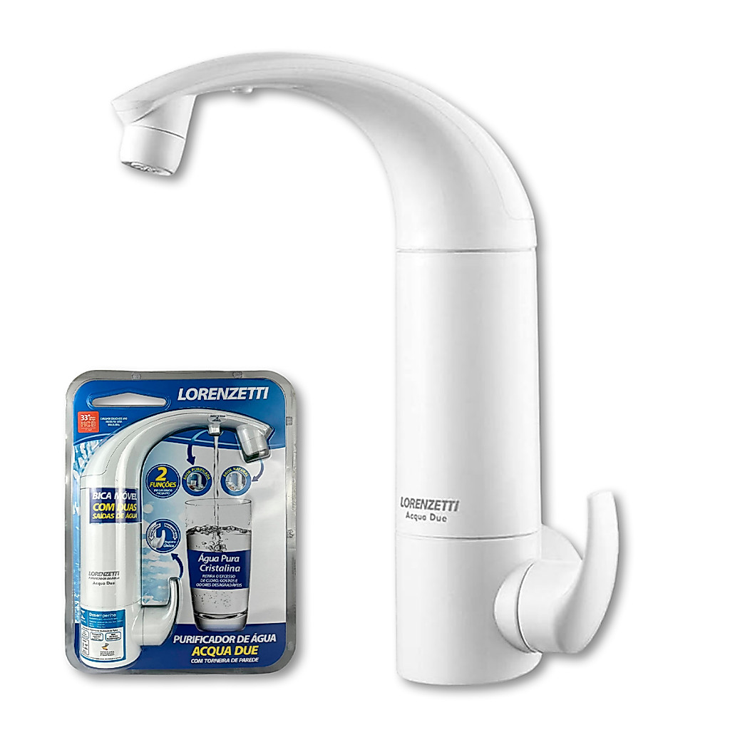 Purificador de Água Lorenzetti Acqua Due Parede 2 em 1 c/ Torneira Filtro Branco Alta Durabilidade