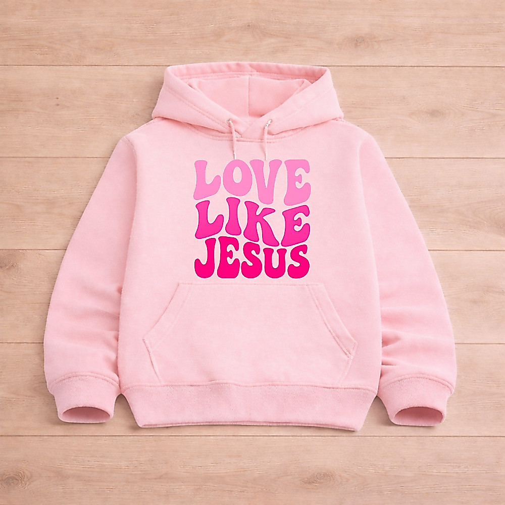 Moletom Infantil Love Like Jesus com Capuz Canguru Quentinho Estampa Premium