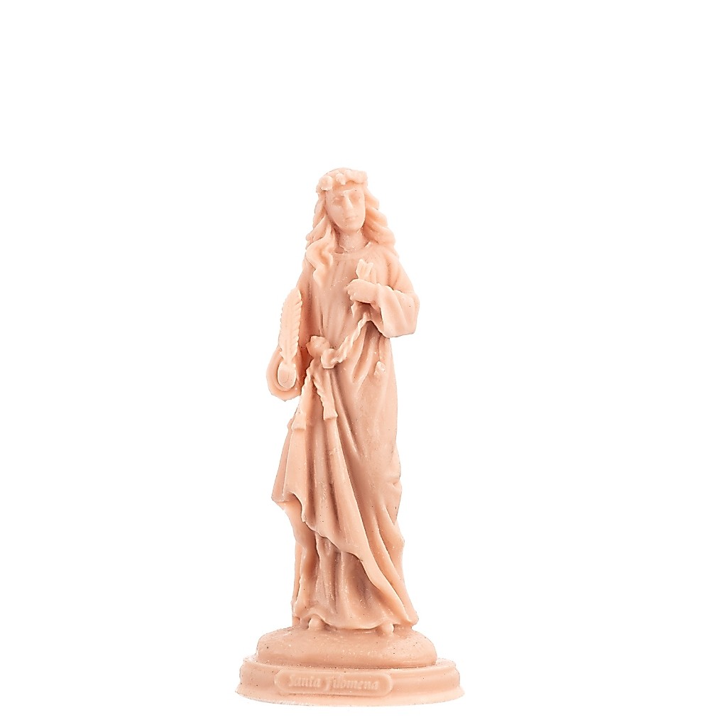 Santa Filomena Rosa 14 cm em Resina Para Altar Católico Oratório Decoração Religiosa e Presente