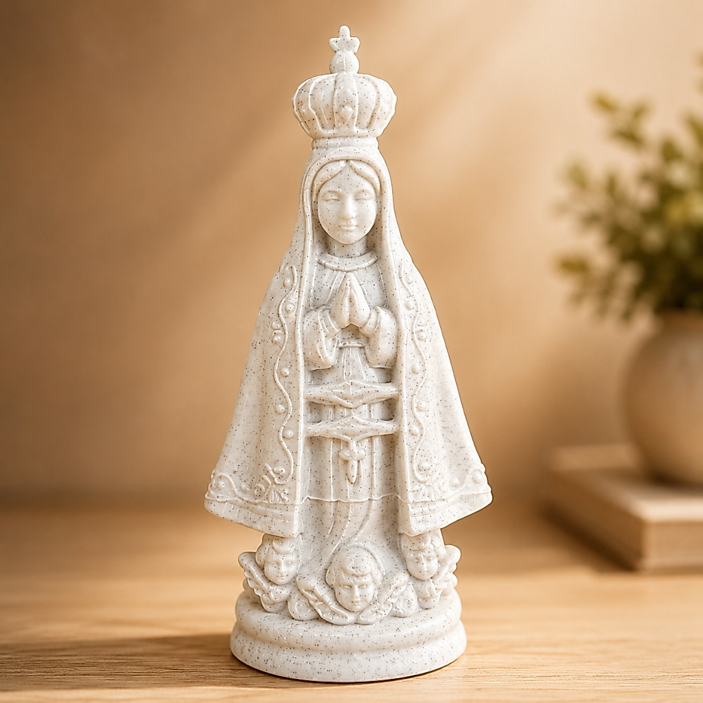 Imagem Nossa Senhora Aparecida Branca Católica Decoração Religiosa 15cm Presente Fé