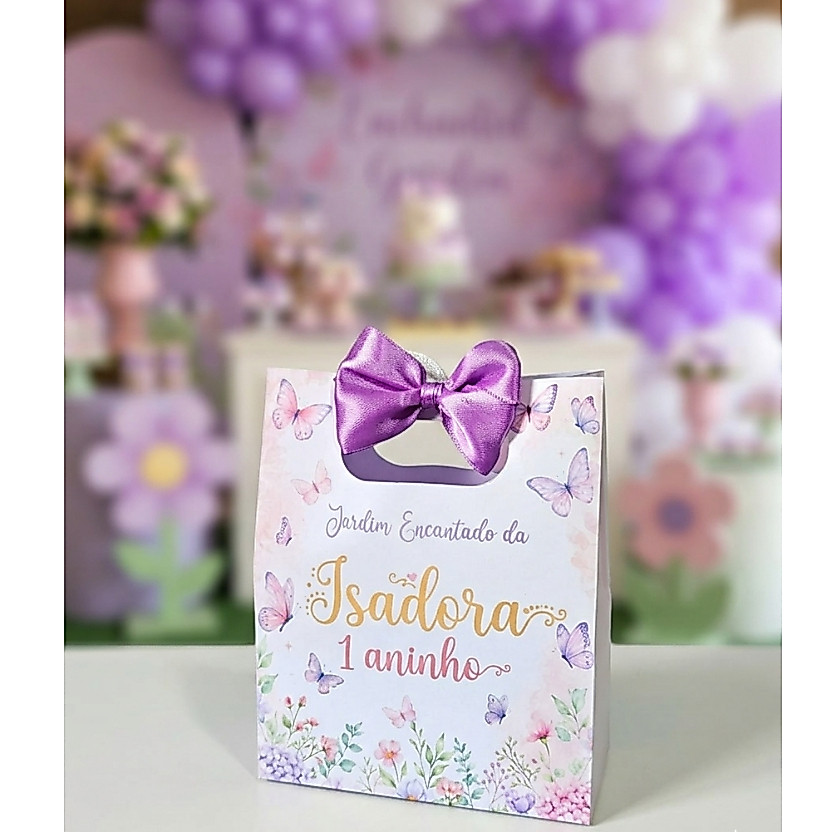 Sacolinha Personalizada Tema Jardim encantado das Borboletas para lembrancinha - Pegue e Monte