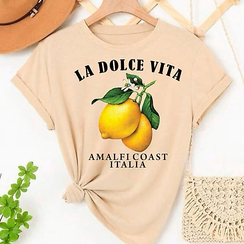 Camiseta Feminina Tshirt Blusinha La Dolce Vita Fruta Blogueira Camisa 30.1 — imagem 2 de 2