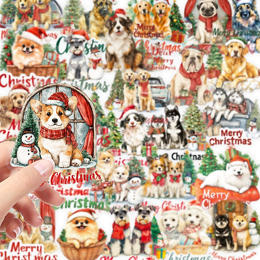 56 Novo estilo de Natal cachorrinho PET adesivos transparentes fofos fofos fofos adesivos de manual de cachorro de estim