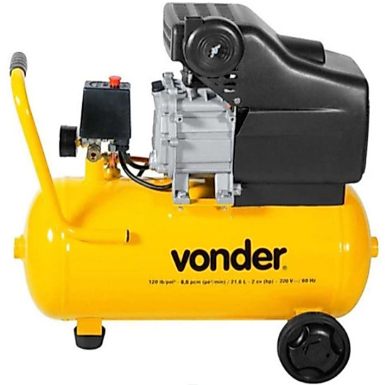 Motocompressor 21,6L Vonder MCV216 + Kit Pintura Chiaperini Amarelo 127V ou 220V — imagem 2 de 2