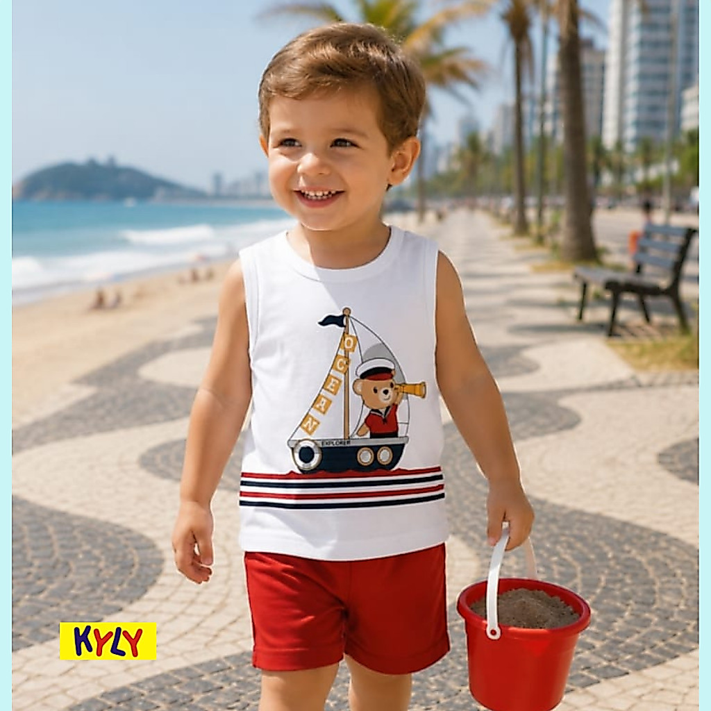 Conjunto Infantil Menino Verao Kyly Ursinho tamanhos 1 ao 3 1001863