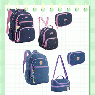 2027 Nova Kit Mochila Juvenil Feminina | Girls Jeans || Mochila Escolar | Estojo Box | Lancheira
