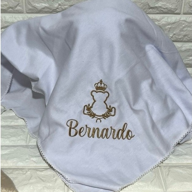 Cueiro Flanelado Personalizado com Nome Bordado – Manta Bebê Bordada Personalizada Menino Menina