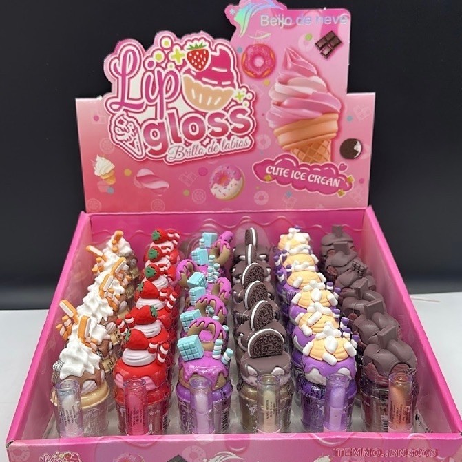 Box C/36/24 Lip Gloss Cute Ice Cream Goumert Docinhos gloss Fofo
