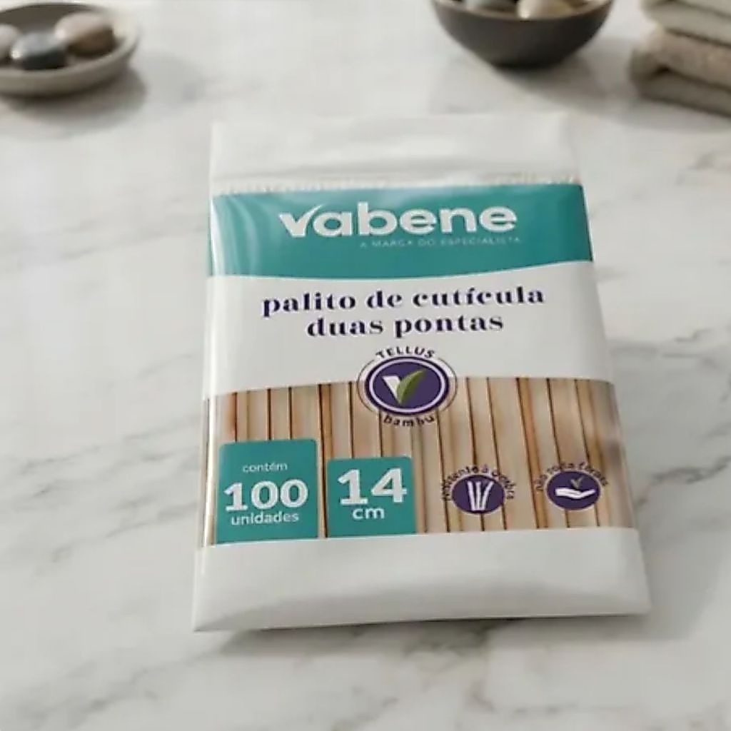 100 Palitos Cuticula Manicure Unha Descartável Bambú 2 Pontas