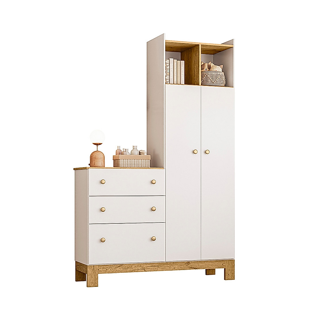 Guarda Roupa com Comoda Flora 4970 com 2 Portas e 3 Gavetas