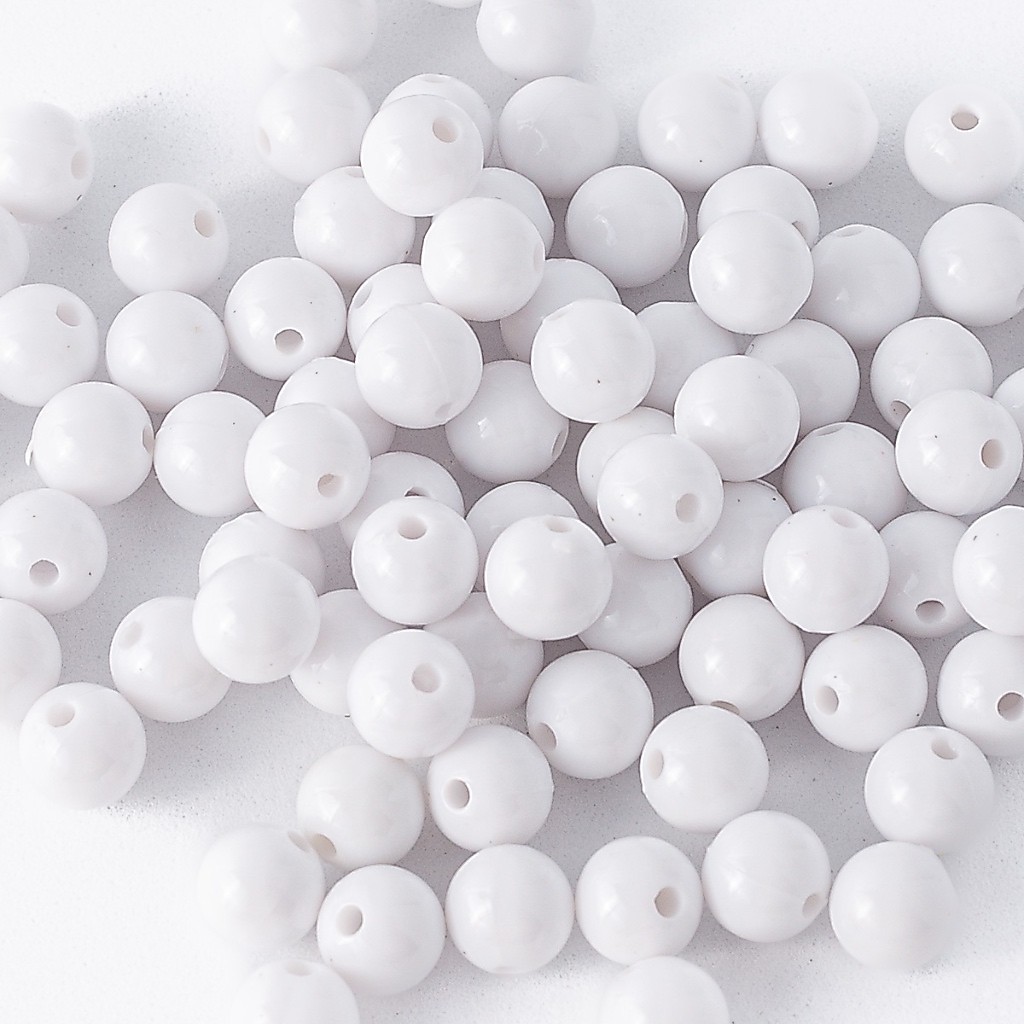 Bola Plástica Leitosa 10mm - Branco - (1.000 Peças) 500g