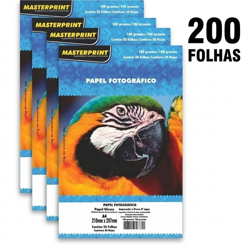 Papel Fotográfico 180g glossy Masterprint - Prova D'água 50 a 200