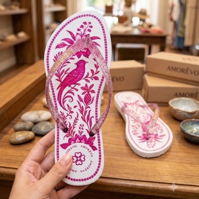 Chinelo Feminino Estampado Amorevo  Alta Qualidade Macio Confortável Antiderrapante [Envio Imediato]