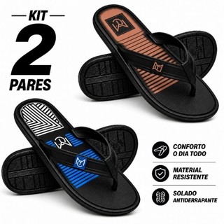 Sandália Kit 2 Pares Chinelos Masculino Leve e Confortável Casual Dia a Dia