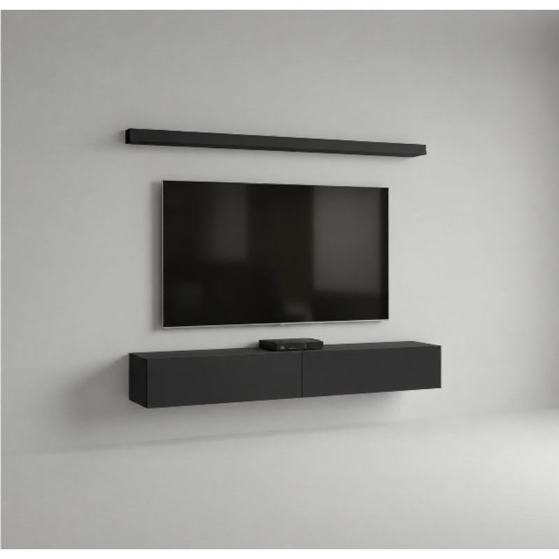 Rack Suspenso De Parede 120 Com 2 porta basculante em MDP Para TV