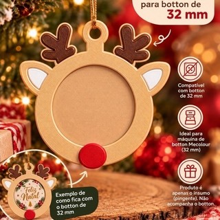 Insumo Rena de Natal para Botton 32mm – Enfeite Natalino Personalizado