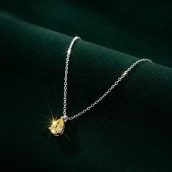 Colar Moissanite Gota Amarelo 5x7mm em Prata 925