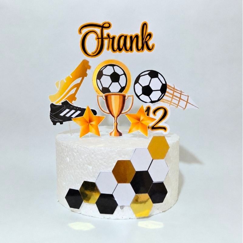 Topo Topper de bolo Futebol (nome e idade personalizados)