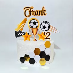 Topo Topper de bolo Futebol (nome e idade personalizados)
