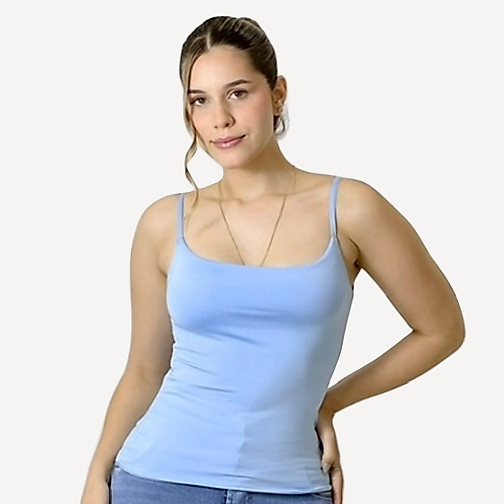 Blusa de Alcinha Feminina Regata Básica Alça Fina Decote Redondo Ajustada Segunda Pele Moda Gringa Verão Lisa