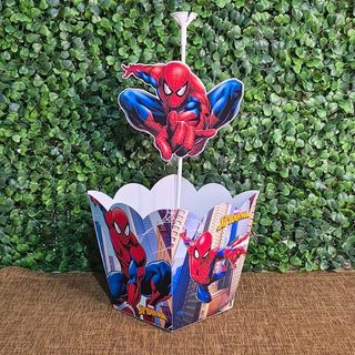 Centro de mesa HOMEM ARANHA com pega balão PEGUE e MONTE