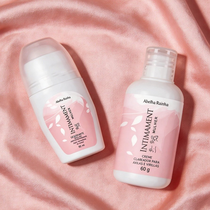 Kit Creme Clareador P/ Axilas e Virilhas + Desodorante Roll-on Clareadora Intimament Abelha Rainha
