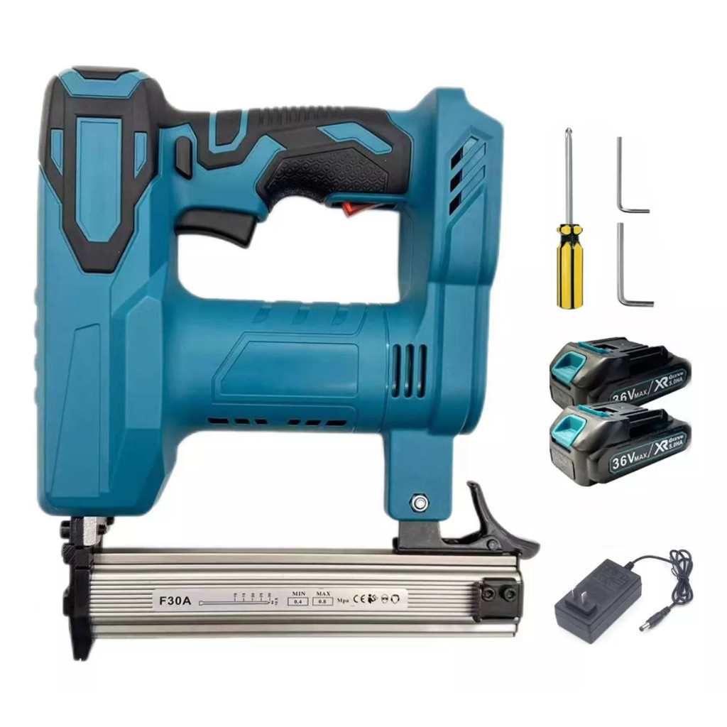 Kit Grampeador Pinador Elétrico Profissional Sem Fio 21V + 2 Baterias + Carregador Bivolt 127V/220V