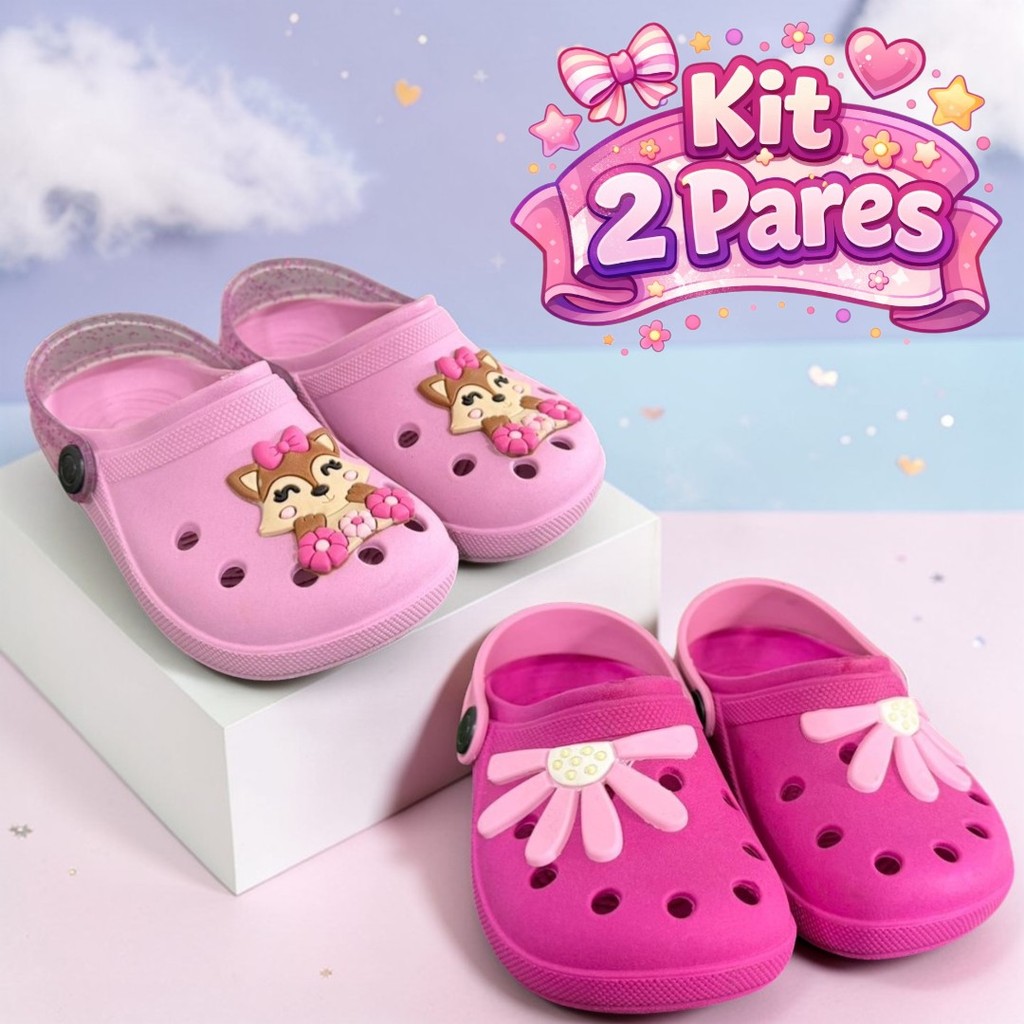 Babuche Infantil Menina Rosa Pink Leve e Confortável