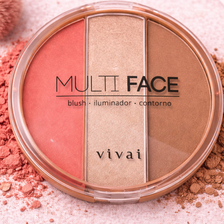 Maquiagem Paleta Blush 3 Em 1 Iluminador Contorno Compacto Ultra Pigmentação Profissional Facil