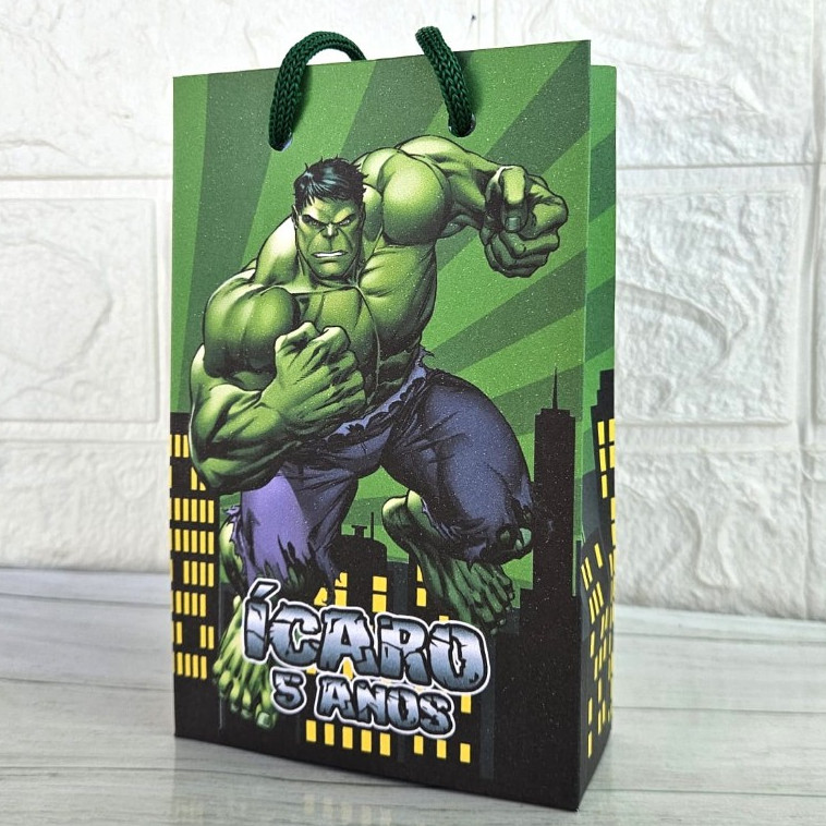 Kit Sacola Surpresa Hulk Heróis Personalizada | Lembrancinhas Festa Infantil Aniversário/Sacolinhas