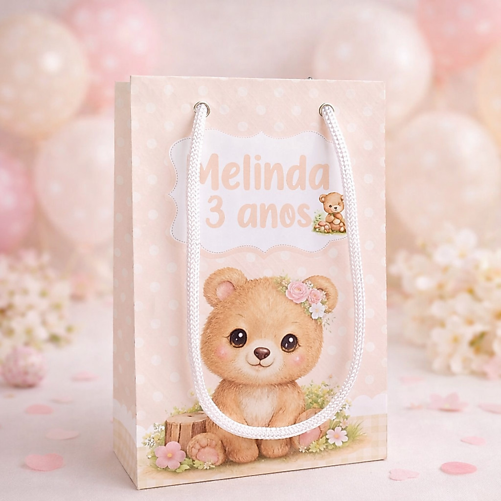 Sacolinha PEGUE E MONTE personalizado Bichinhos tamanho P/lembrancinha/aniversário/festa infantil