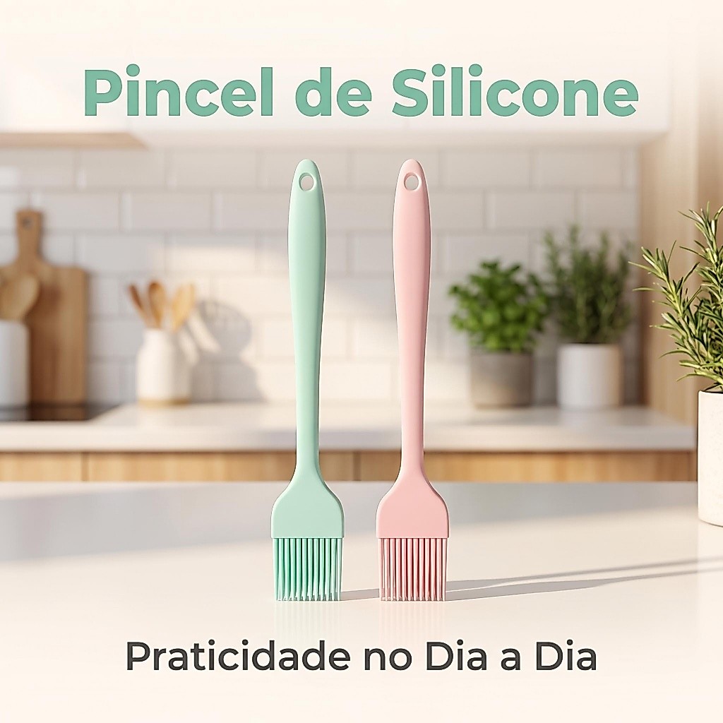 Pincel de Óleo Silicone Verde Utensílio Doméstico Prático