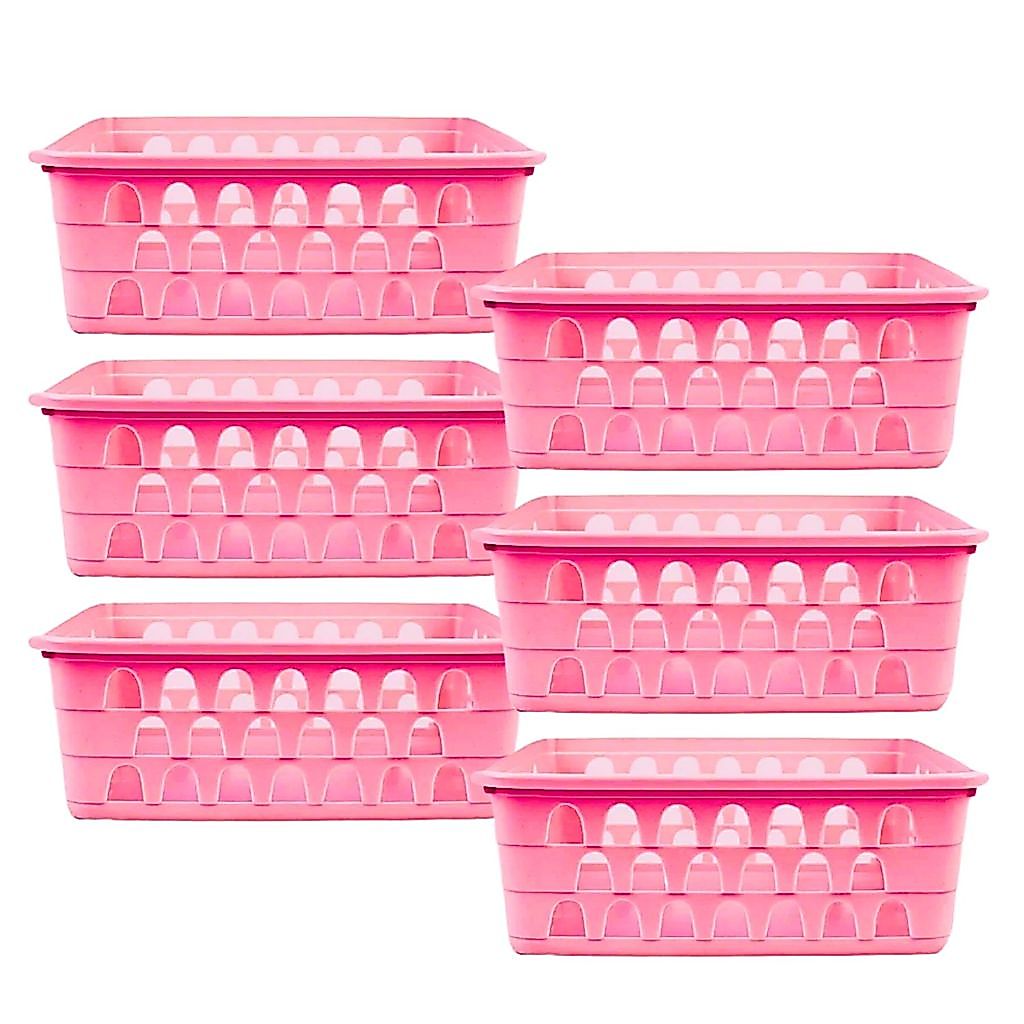 6/10 Cestos Organizador Empilhável Maquiagem Gaveta Cozinha Multiuso Geladeira Guarda Roupa Íntima