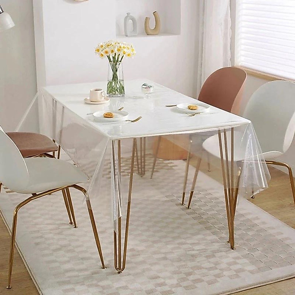 Toalha De Mesa Plastico Transparente Impermeável 1,80 X 1,80 Sala Jantar Cozinha Impermeável Cozinha