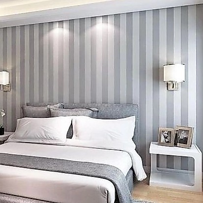 Papel de Parede Adesivo Listras Cinza e Branco Vertical 2,50 mts