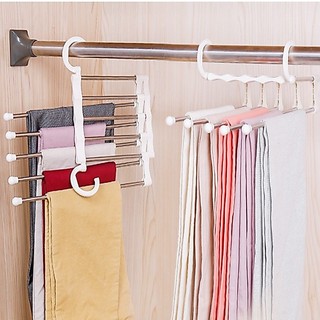 Cabide Multifuncional para Calças de Inox com 5 Divisórias Branco