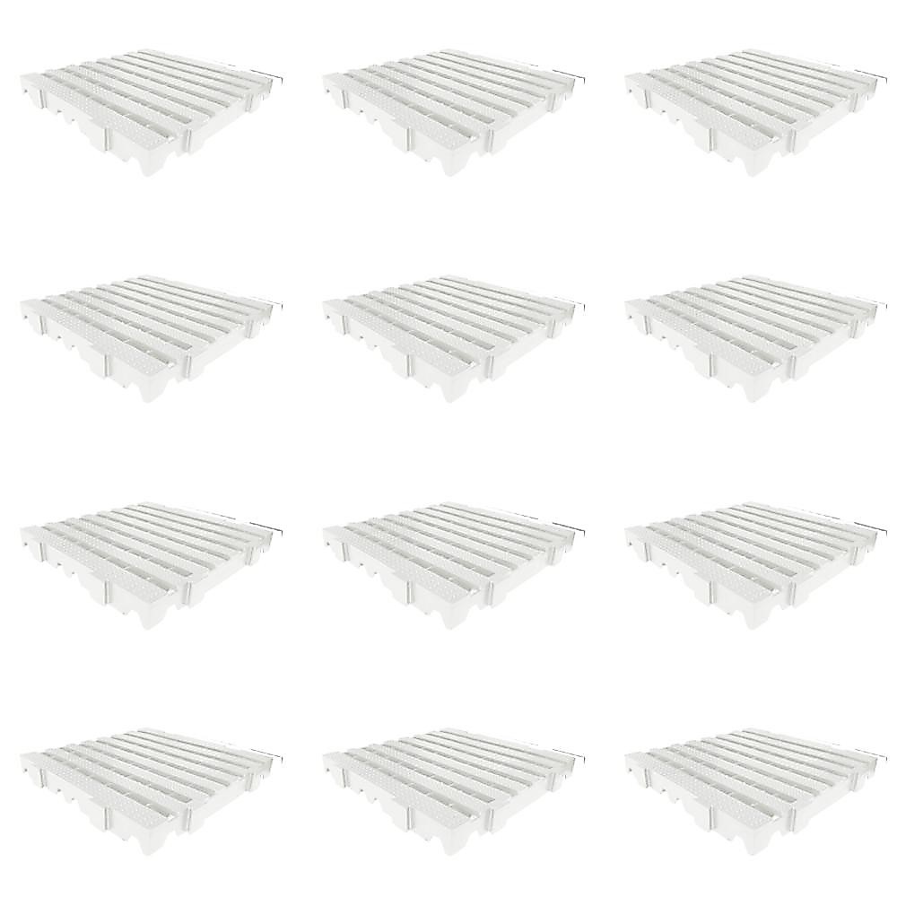 Kit 12un Estrado para Câmara Frigorífica Reforçado Croplastic 40x40x4,5cm Branco