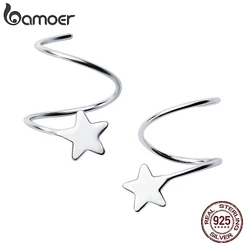 Bamoer Brincos De Prata 925 Com Estrela De Cinco Pontas
