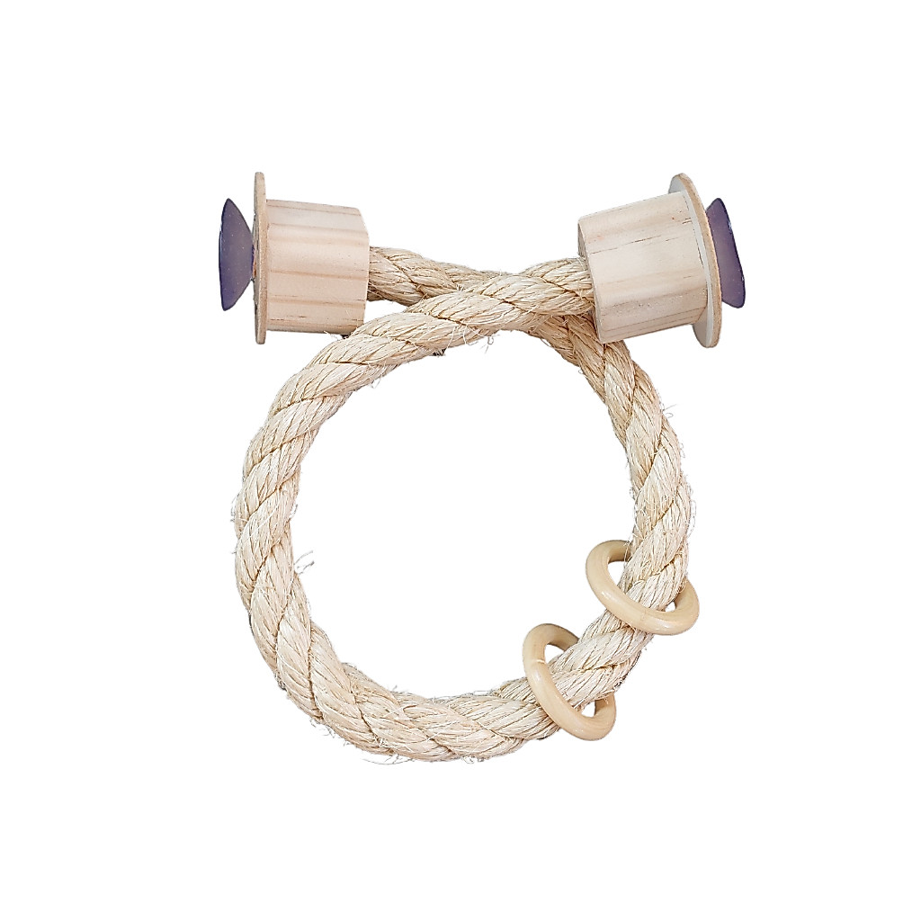 Poleiro flexível 40cm de sisal 16mm com ventosa, brinquedo calopsita agapornis ring neck aves