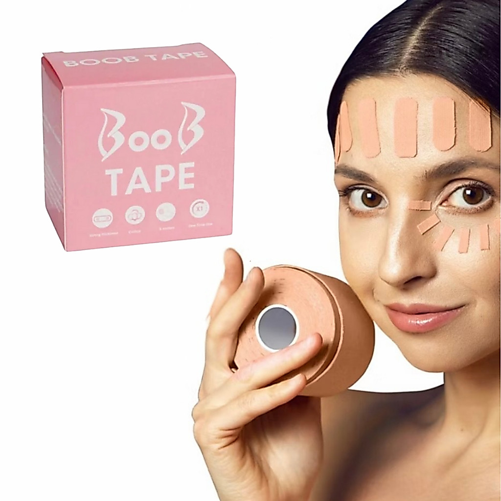 Fita Adesiva Facial Rosto Skin Care Levanta Peito Seios Sutiã Push Up Invisível Tape Adesivo Seguro Ajustável e Flexível