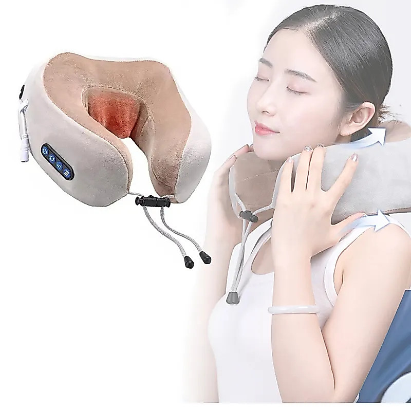 Massageador Cervical Elétrico USB – Almofada de Pescoço Vibratória para Relaxamento e Alívio da Fadiga