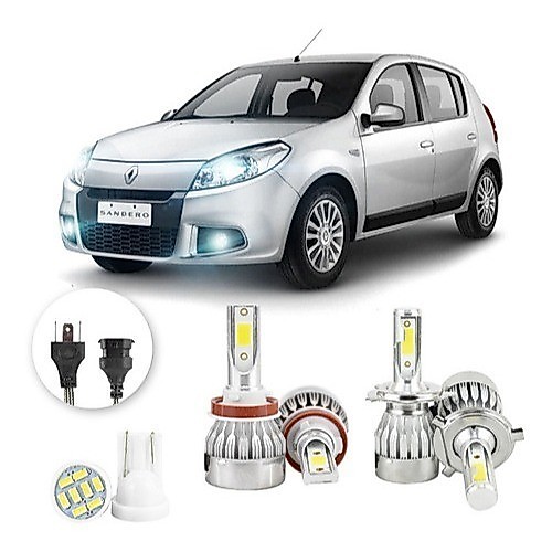 Lâmpadas Ultra Led Renault Sandero 20000lm Alto Baixo e Milha + Pingo Led