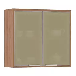 Armário Aéreo 80cm 2 Portas Vidro Reflecta 1 Prateleira Lari