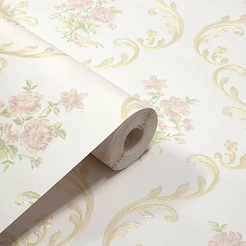 Papel De Parede Floral Damask Rosa C/ Flores