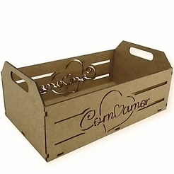 Caixote Mdf Com Amor Para Presentes e Decoração