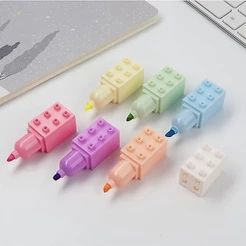 KIT 6 Marca Texto Fofo Em Formato De Lego