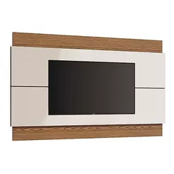 Painel Suspenso Aéreo Classic para Sala TV 46 Polegadas Moderno Off White com Freijó - Imcal Móveis