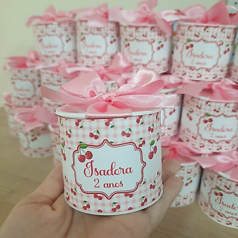 Tubolata 5X6cm Personalizada Tema Cerejinha/ Cereja/ Cerejinha do Bolo Lembrancinha para Aniversário