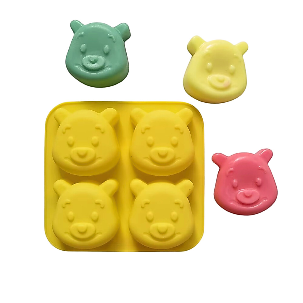 Molde de Silicone Urso 4 Cavidades Bolinho Forminha de Silicone Ursinho Doce Chocolate