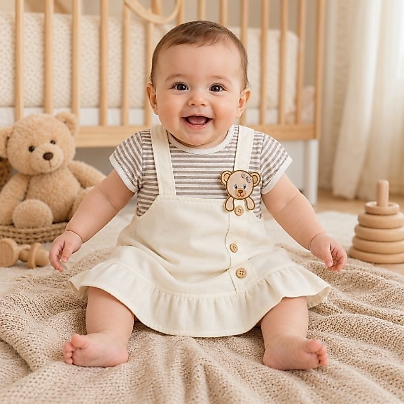 Jadineira com Blusa Listrada Infantil Para Recém nascidos/ RN